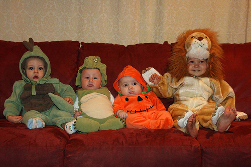 Babies in costumes.